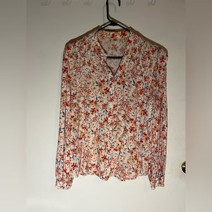 Women’s floral long sleeve dress shirt